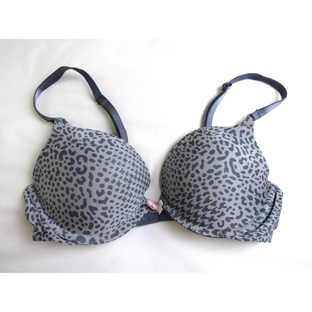 Victoria's Secret Bra Gray Animal Print Push-Up Padded Underwired Size 32C